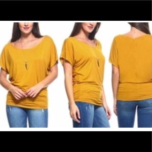 Women's Short-Sleeve Dolman Tee - Mustard - S